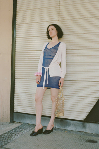 トップス Andmary Sheer ribbon cardigan Beige ANDMARY】Sheer ribbon cardigan - トップス