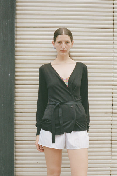 [MARITHE]★25SS★韓国人気★W BASIC COTTON CARDIGAN Vintage 80s Mariea Kim Cardigan Sweater Medium Women Black