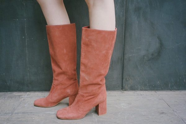 Rust color suede store boots