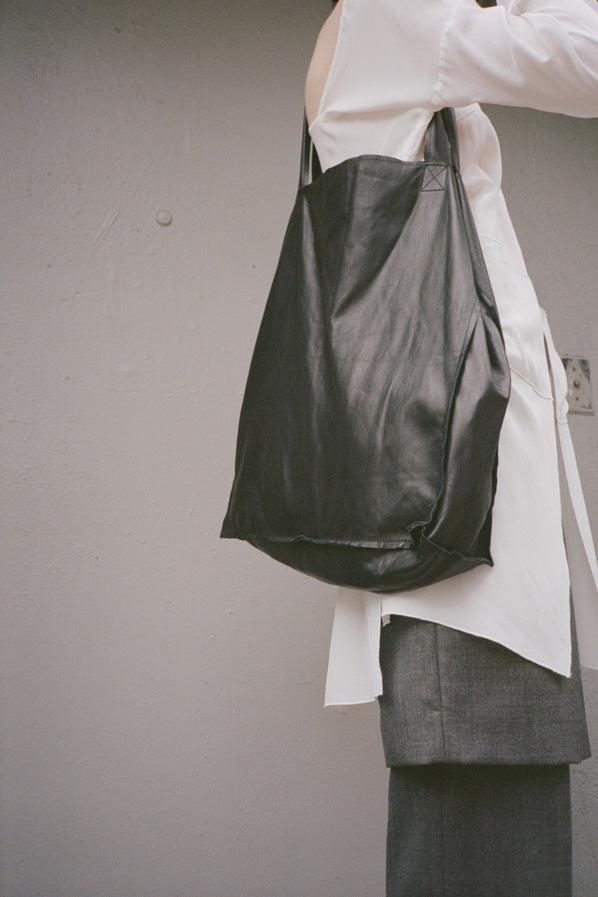 BIG BIRTHDAY BAG, BLACK LAMBSKIN