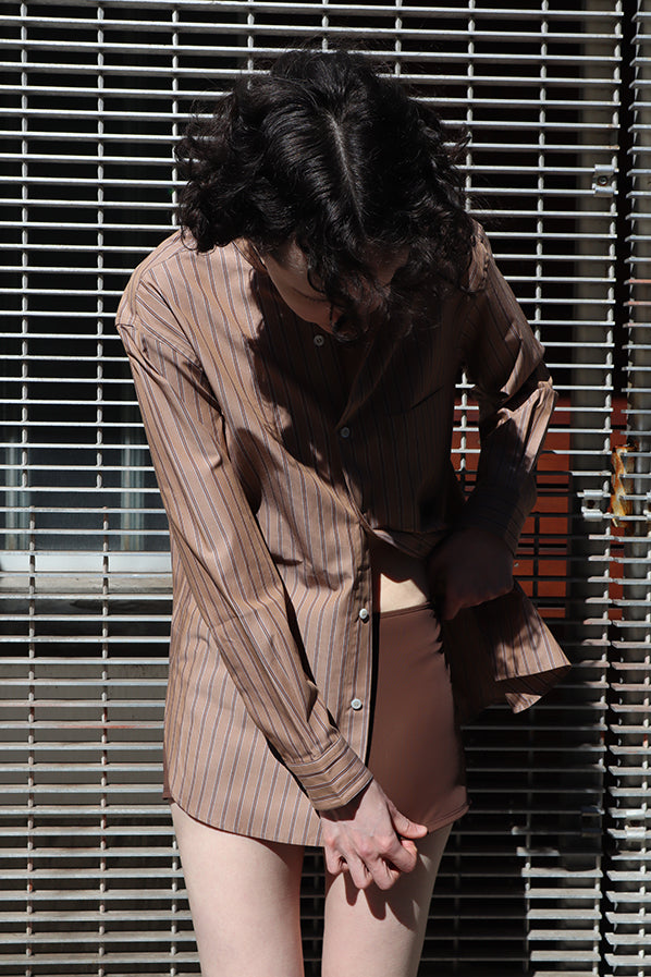 MAO SHIRT, BROWN STRIPE – Maryam Nassir Zadeh