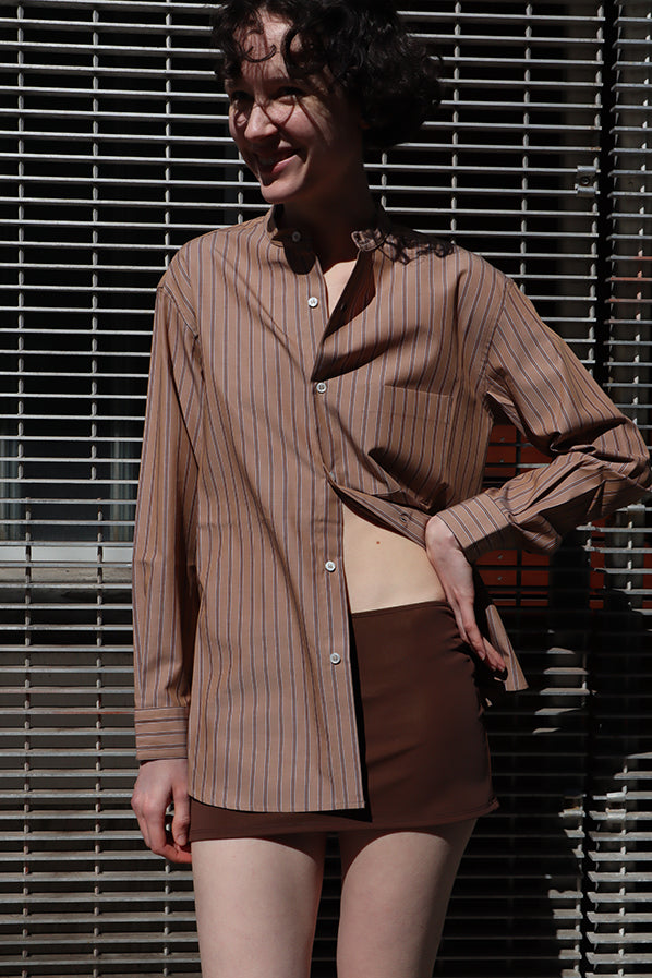 MAO SHIRT, BROWN STRIPE – Maryam Nassir Zadeh