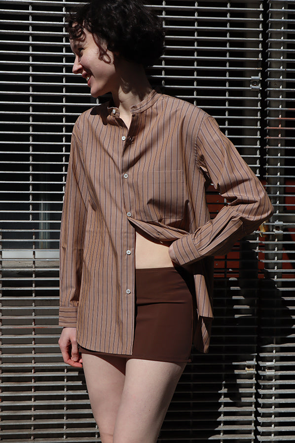 MAO SHIRT, BROWN STRIPE – Maryam Nassir Zadeh